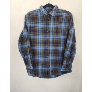 Eddie Bauer Men S Blue Brown Plaid Flannel Shirt Long Sleeve Cotton Button Up
